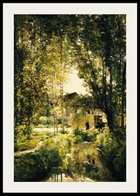 Landscape With A Sunlit Stream By Charles Francois Daubigny-4