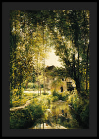 Landskab med en solbeskinnet strøm af Charles Francois Daubigny-6