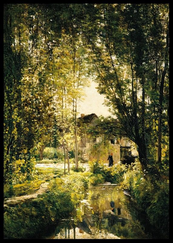 Landskap med en solbelyst strøm av Charles Francois Daubigny-12