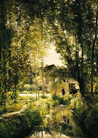 Landscape With A Sunlit Stream By Charles Francois Daubigny-9