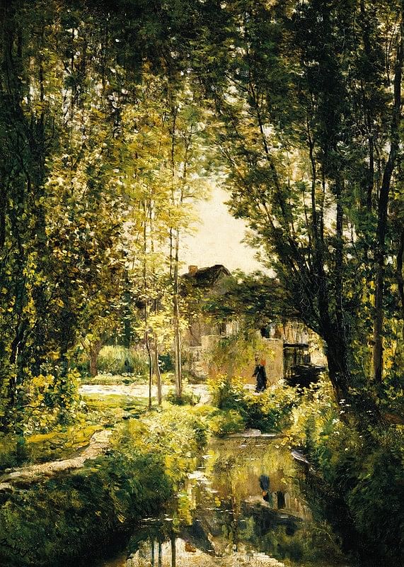 Landskap med en solbelyst strøm av Charles Francois Daubigny-12