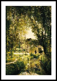 Landscape With A Sunlit Stream By Charles Francois Daubigny-2