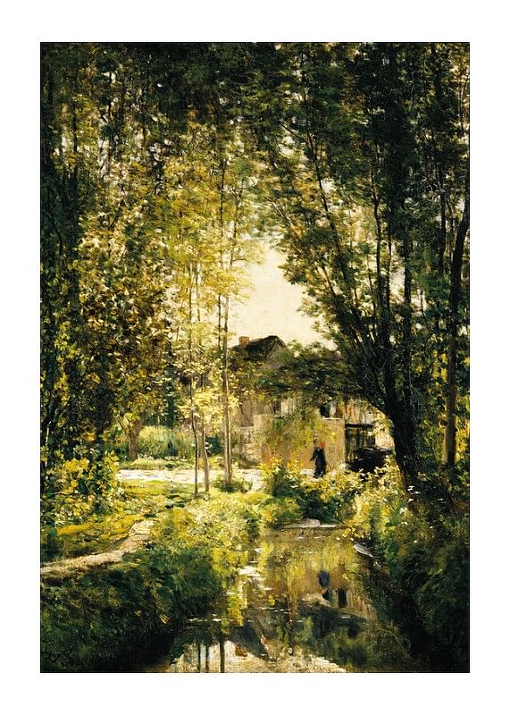 Plagát Landscape With A Sunlit Stream By Charles Francois Daubigny