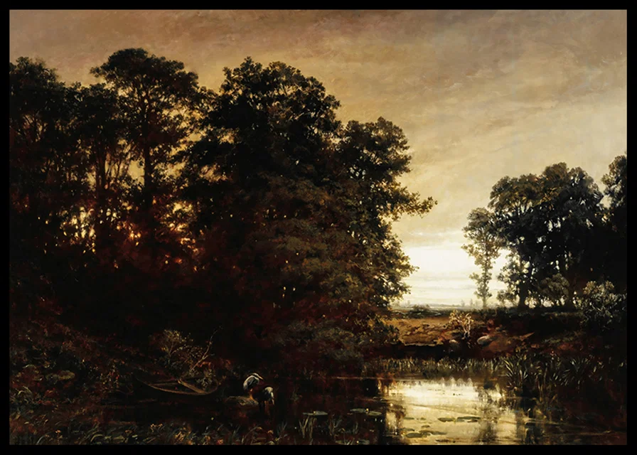 Waterside Landscape By Charles Francois Daubigny-12