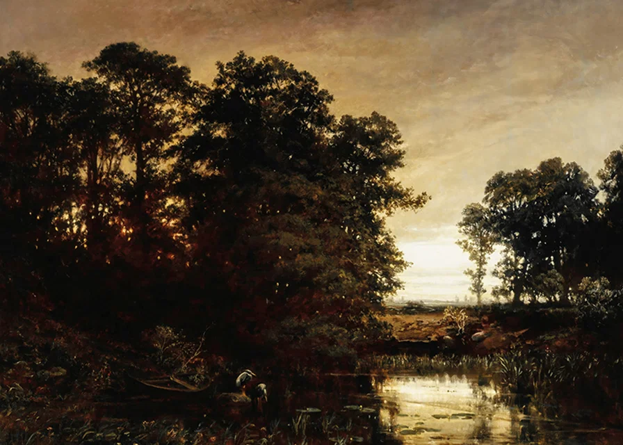 Waterside Landscape By Charles Francois Daubigny-12