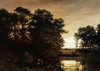 Landschap aan het water door Charles Francois Daubigny-3