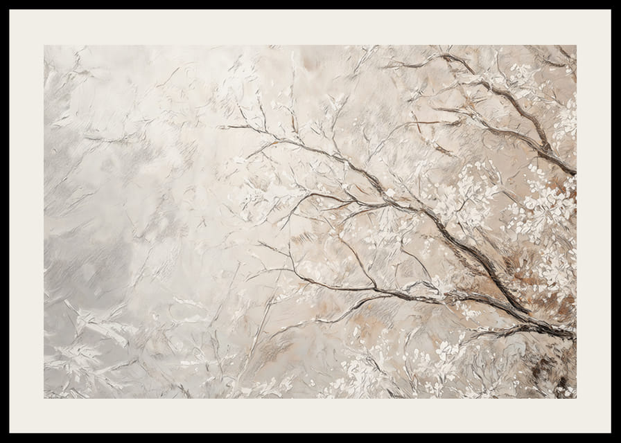 Plakatas, darnioje kompozicijoje išryškinantis apšalusias šakas-12