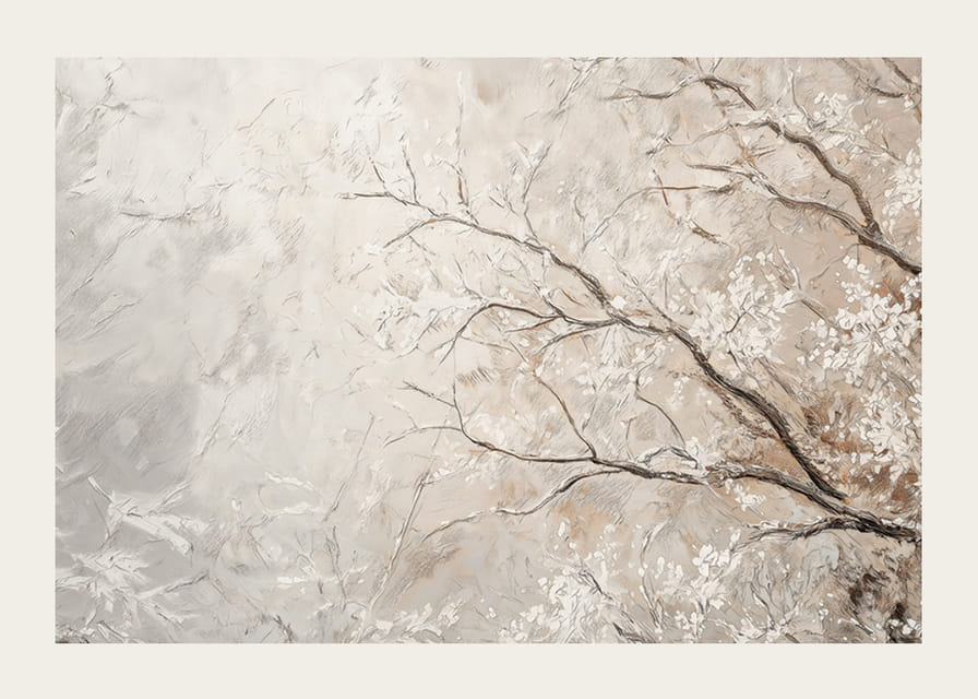 Plakatas, darnioje kompozicijoje išryškinantis apšalusias šakas-12