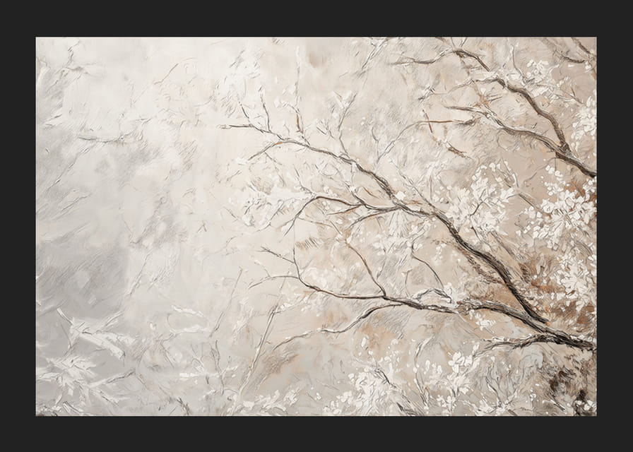 Plakatas, darnioje kompozicijoje išryškinantis apšalusias šakas-12