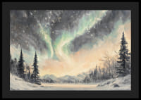 A winter poster that captures the dance of the northern lights over a peaceful snow landscape-4