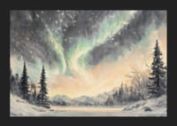 A winter poster that captures the dance of the northern lights over a peaceful snow landscape-5