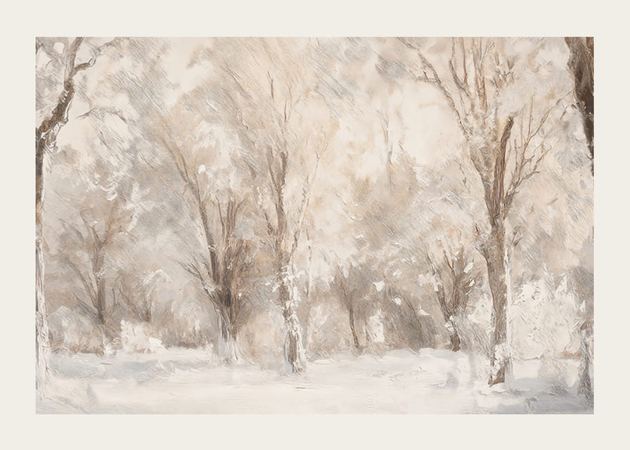 Zimný plagát zachytávajúci mrazivú krajinu so zasneženými stromami -12