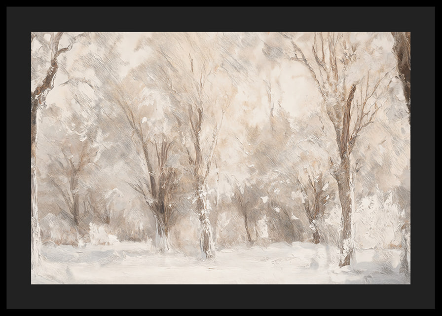 A winter poster capturing a frosty landscape with snow covered trees -12