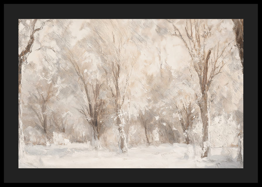 Zimný plagát zachytávajúci mrazivú krajinu so zasneženými stromami -12