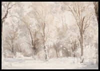 A winter poster capturing a frosty landscape with snow covered trees -6