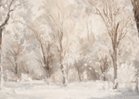 A winter poster capturing a frosty landscape with snow covered trees -7