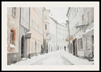 A winter poster showing a quiet, snow-covered alley-2