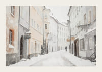 Un afiș de iarnă care arată o alee liniștită, acoperită de zăpadă-3