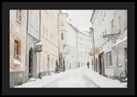 A winter poster showing a quiet, snow-covered alley-4