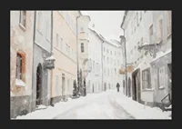 A winter poster showing a quiet, snow-covered alley-5