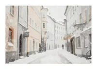 A winter poster showing a quiet, snow-covered alley-1