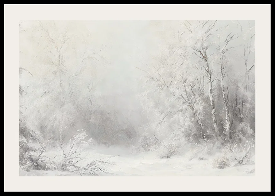 A winter poster that captures a peaceful, snow-covered landscape -12