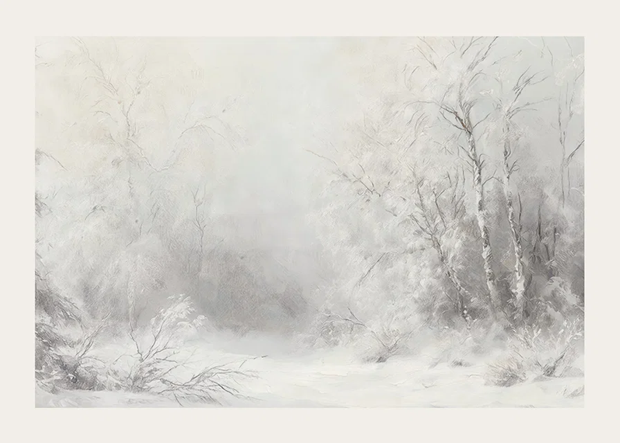 A winter poster that captures a peaceful, snow-covered landscape -12