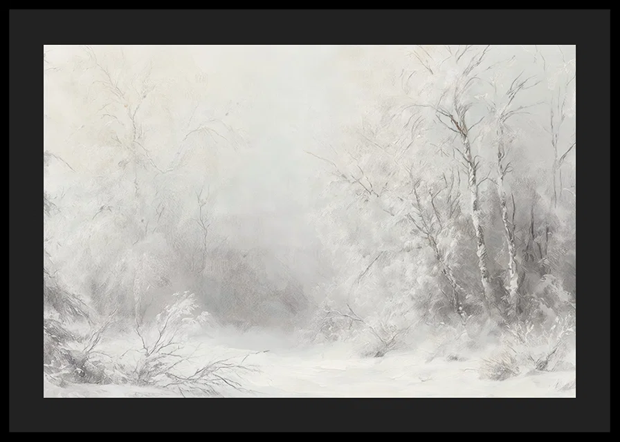 A winter poster that captures a peaceful, snow-covered landscape -12