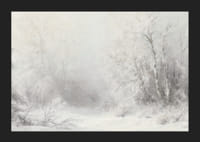 Un poster invernale che cattura un tranquillo paesaggio innevato -5