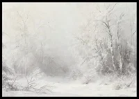 A winter poster that captures a peaceful, snow-covered landscape -6