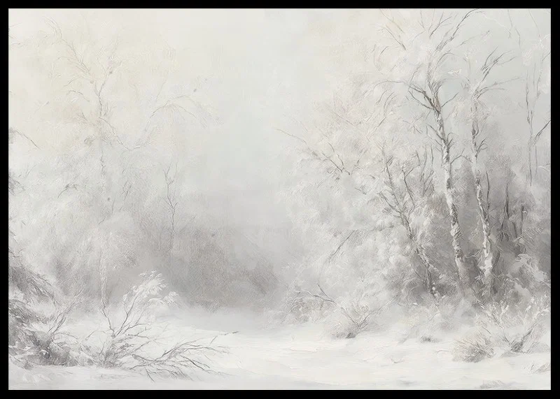 A winter poster that captures a peaceful, snow-covered landscape -12