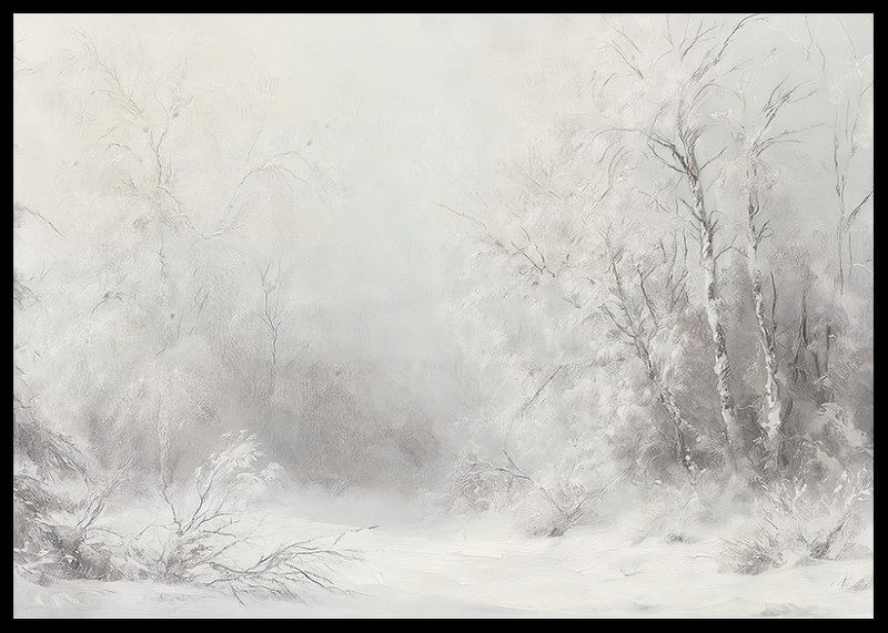 Een winterposter die een vredig, met sneeuw bedekt landschap vastlegt -12