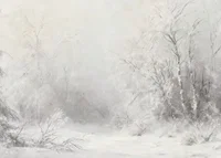 A winter poster that captures a peaceful, snow-covered landscape -7