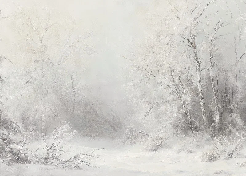 A winter poster that captures a peaceful, snow-covered landscape -12