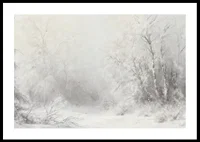 A winter poster that captures a peaceful, snow-covered landscape -0