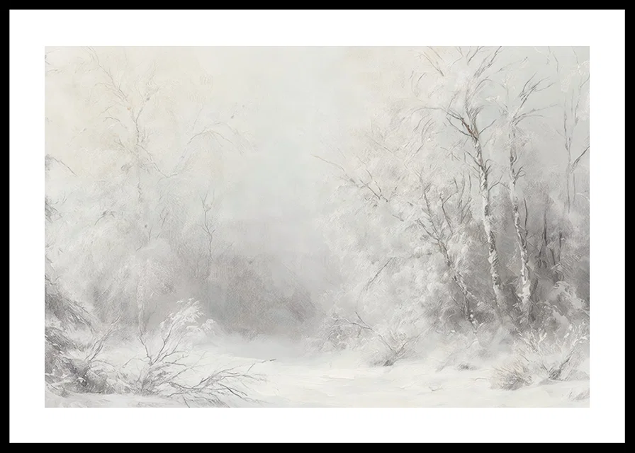 A winter poster that captures a peaceful, snow-covered landscape -12