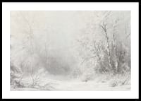 Een winterposter die een vredig, met sneeuw bedekt landschap vastlegt -0
