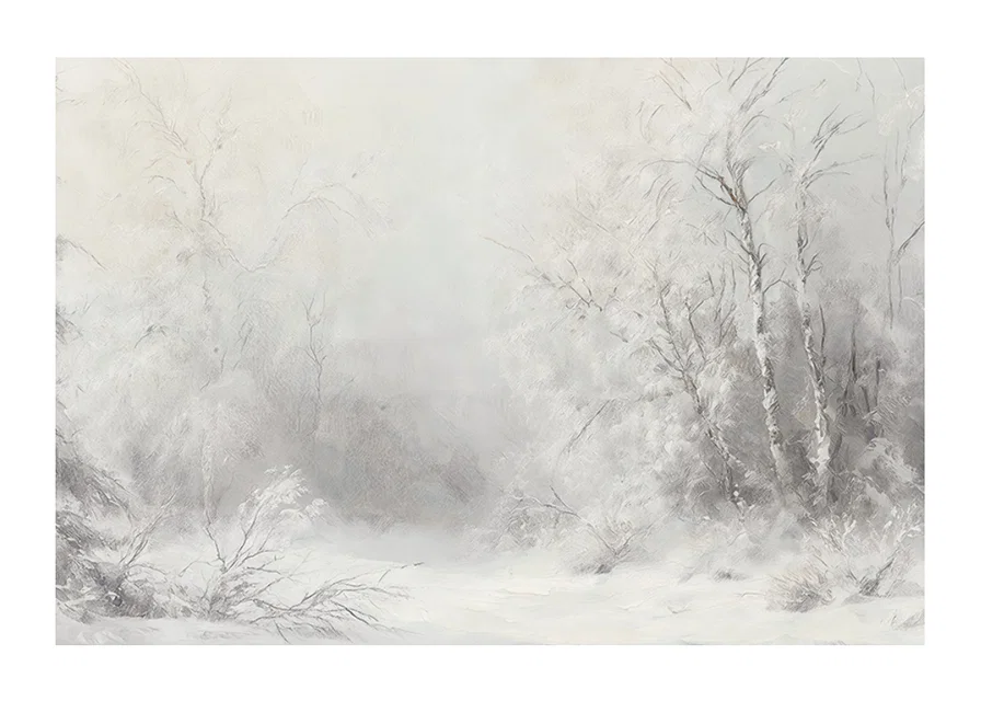 A winter poster that captures a peaceful, snow-covered landscape -12
