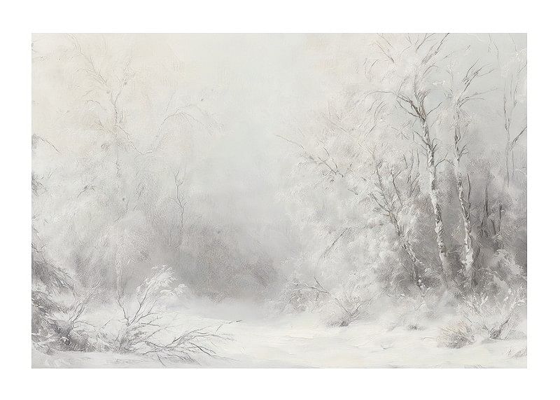Een winterposter die een vredig, met sneeuw bedekt landschap vastlegt -12