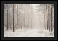 A winter poster showing a snow-covered path through a tranquil and dreamlike forest-4
