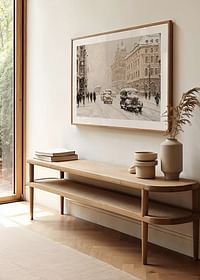 A poster showing a charming city street with snowfall-4