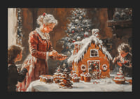 A poster showing a family decorating a gingerbread house-5