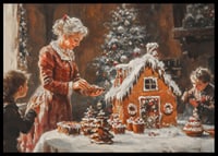 A poster showing a family decorating a gingerbread house-6