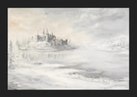 Egy befagyott tó melletti fenséges kastélyt ábrázoló plakát-5