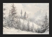 En vinterposter med ett majestätiskt slott inbäddat i ett snötäckt landskap -5