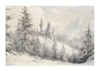 En vinterposter med ett majestätiskt slott inbäddat i ett snötäckt landskap -1