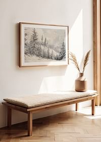 En vinterplakat med et majestetisk slott som ligger i et snødekt landskap -4