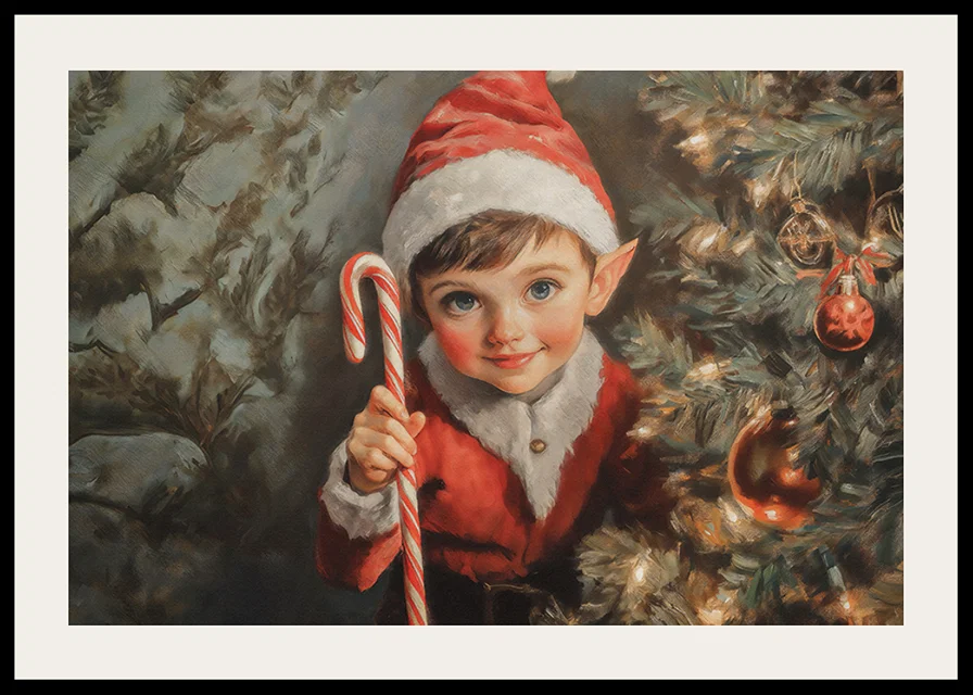A Christmas poster with a charming little elf -12