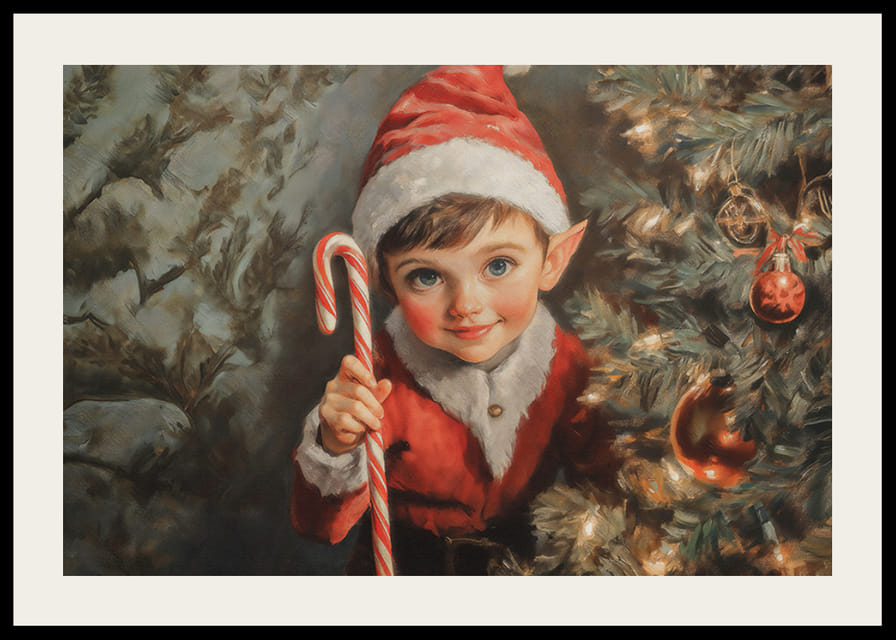 En juleplakat med en sjarmerende liten nisse -12