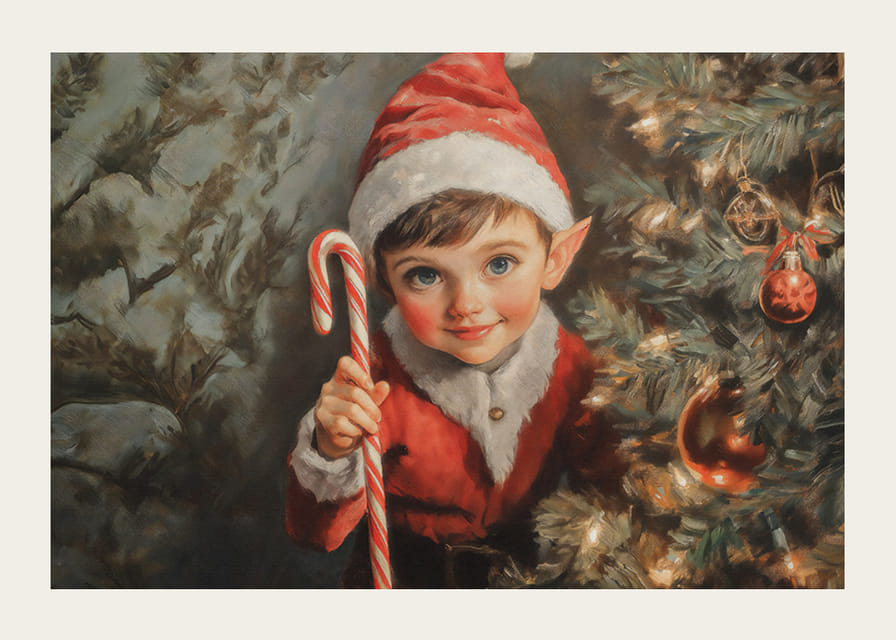 En juleplakat med en sjarmerende liten nisse -12